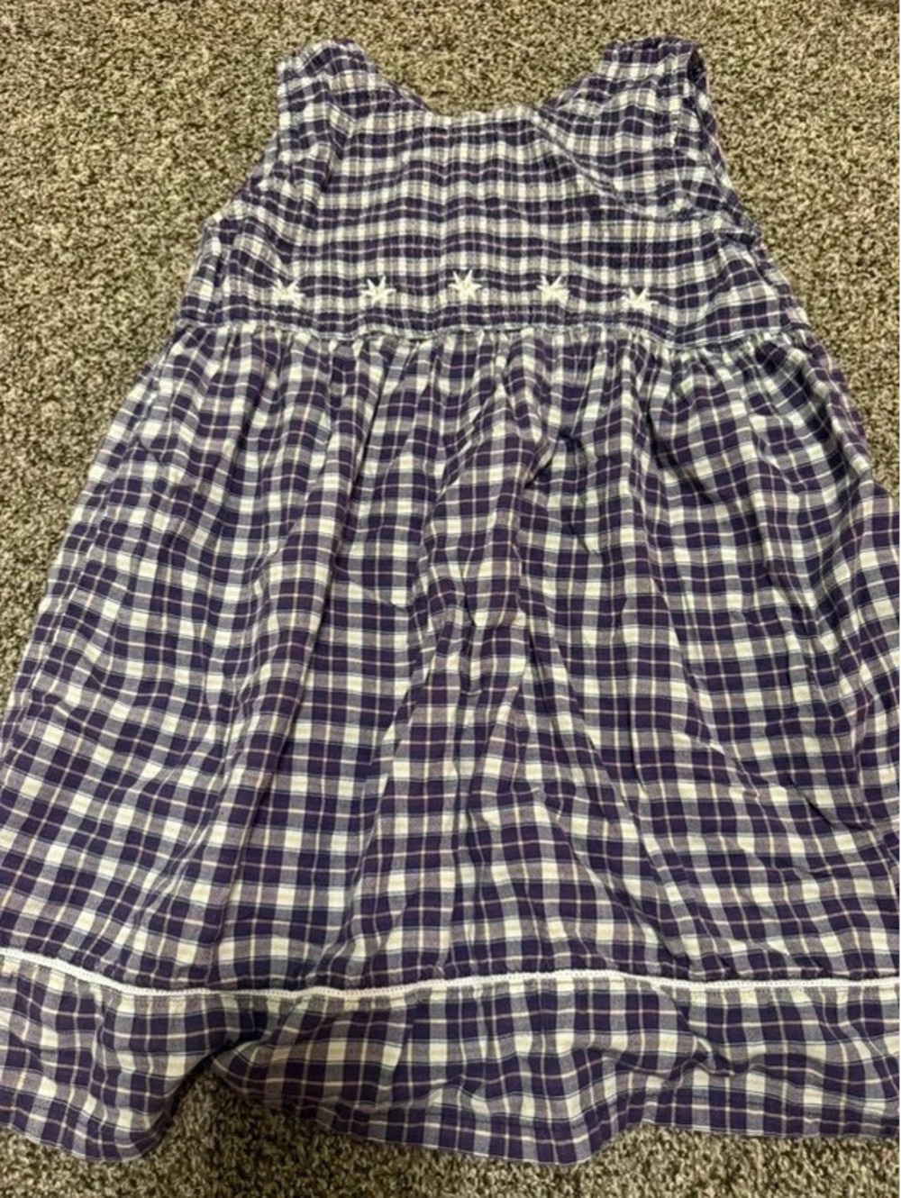 Vintage Cherokee Purple Plaid Smocked Sleeveless Girls Dress